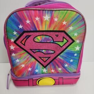 DC Super Woman Pink Warner Bros Superhero Girls Drop Bottom Insulated Lunchbox